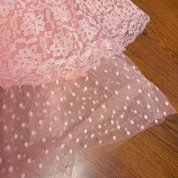 🌷 Algo Boutique 🌷 Vintage Light Pink Lace Crinoline  A Line Strapless Dress - Picture 17 of 17